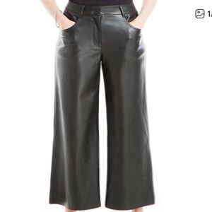 Max Studio Faux Leather Wide Leg Cropped Pants